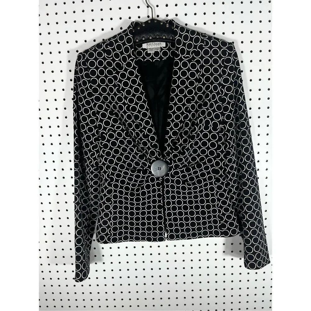 Kay Unger circle print silk blazer size 6